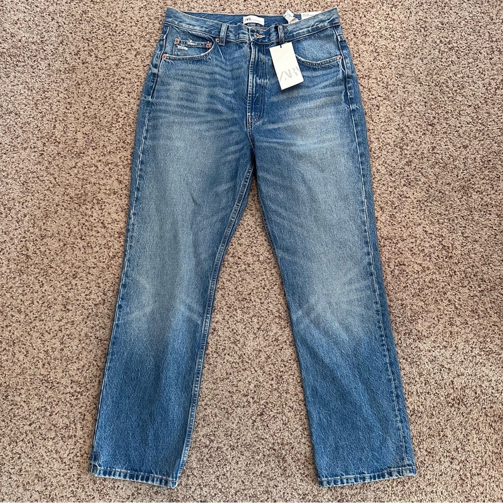 NWT Zara Straight Fit High Rise Regular Length Size 12 Eur 44